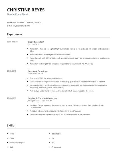 Oracle Consultant Resume