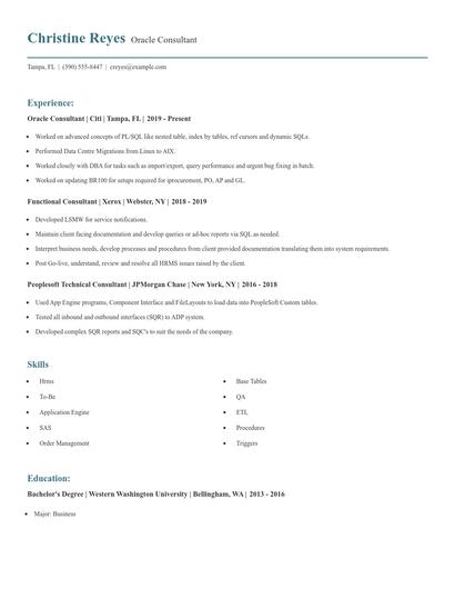 Oracle Consultant Resume