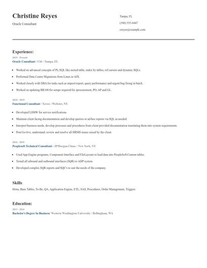 Oracle Consultant Resume