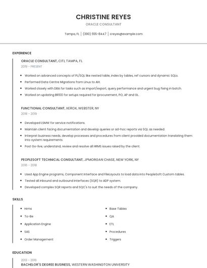 Oracle Consultant Resume