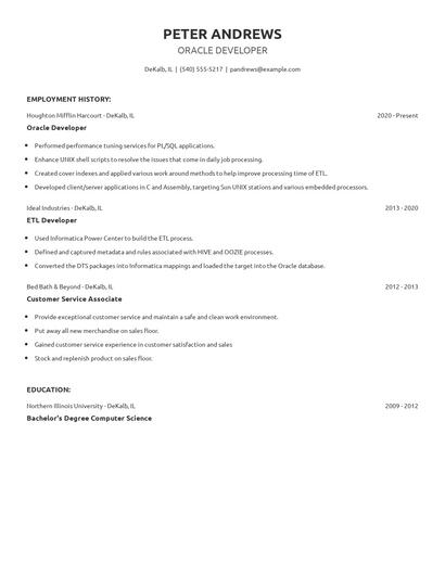Oracle Developer Resume