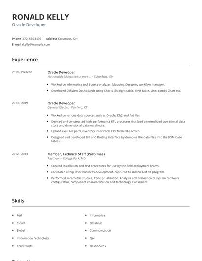 Oracle Developer Resume