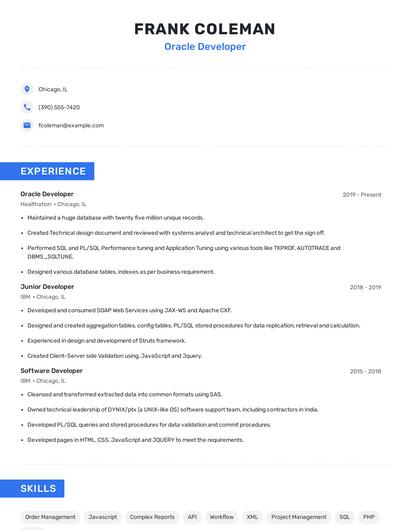 Oracle Developer Resume