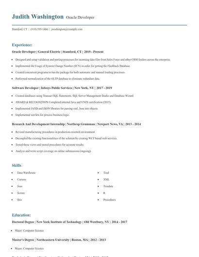 Oracle Developer Resume
