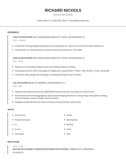 Oracle Developer Resume