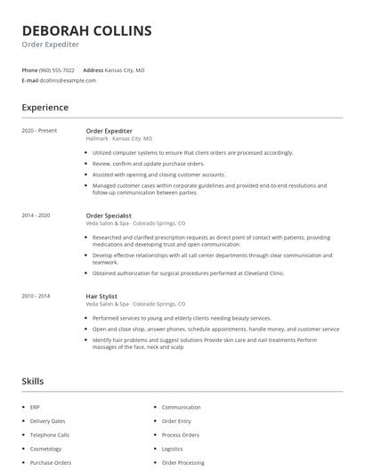 Order Expediter Resume