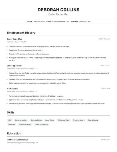 Order Expediter Resume