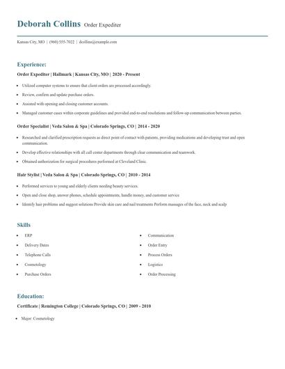 Order Expediter Resume
