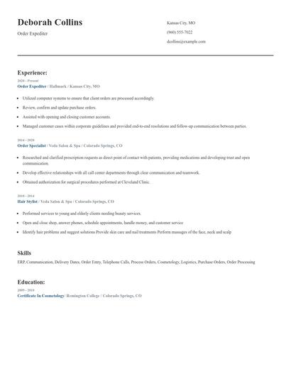 Order Expediter Resume