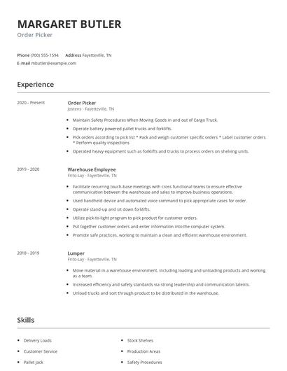 Order Picker Resume