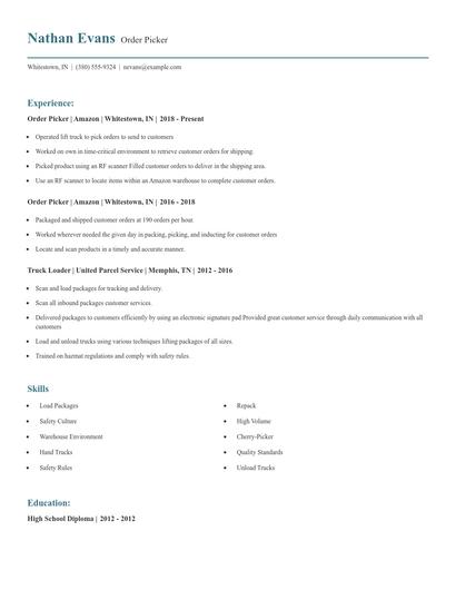 Order Picker Resume