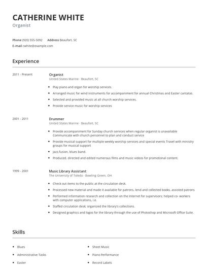 Organist Resume