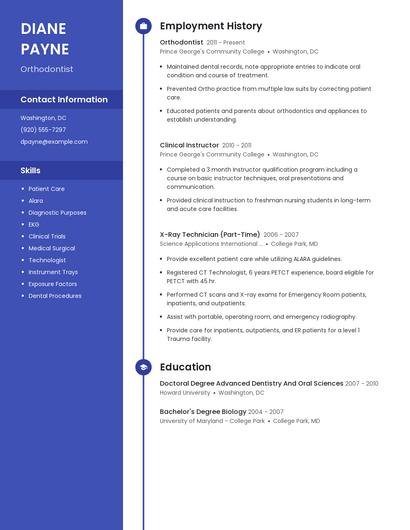 Orthodontist Resume