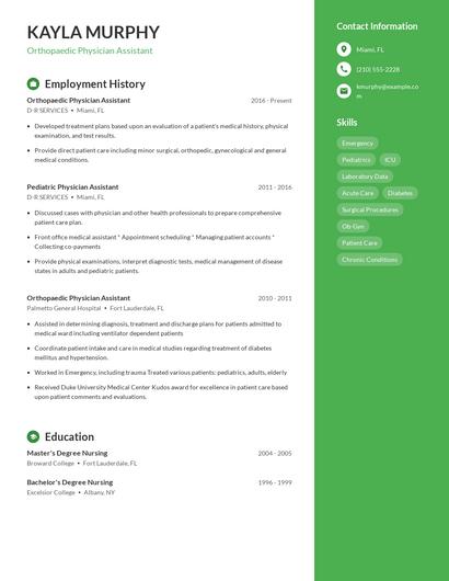 Orthopaedic Physician Assistant Resume