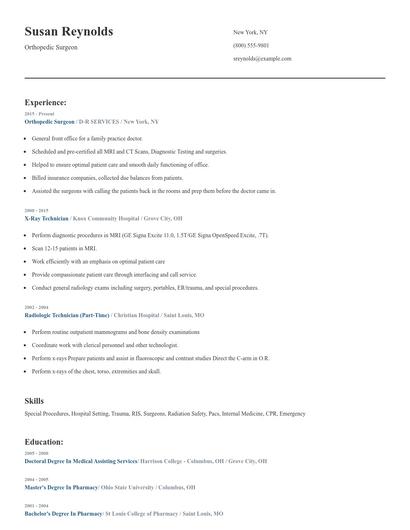 Orthopedic Surgeon Resume
