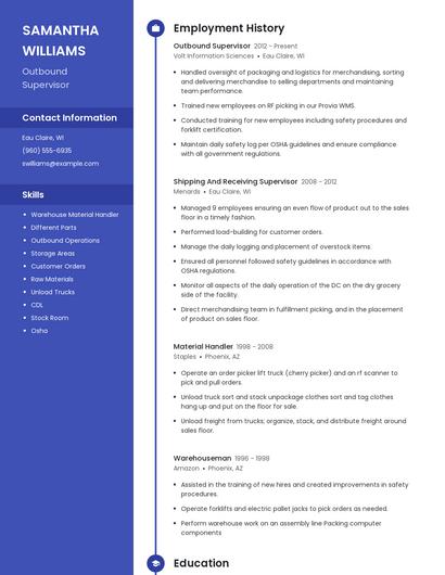 Outbound Supervisor Resume