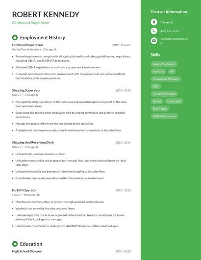Outbound Supervisor Resume
