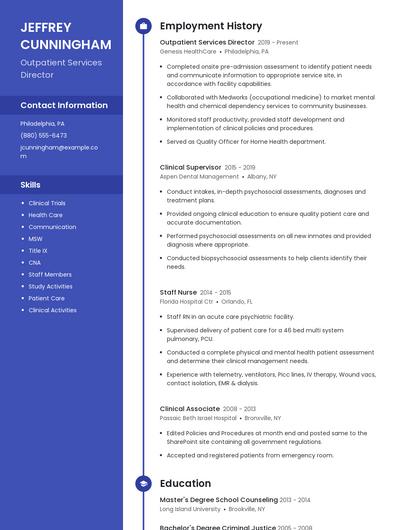 Outpatient Services Director Resume