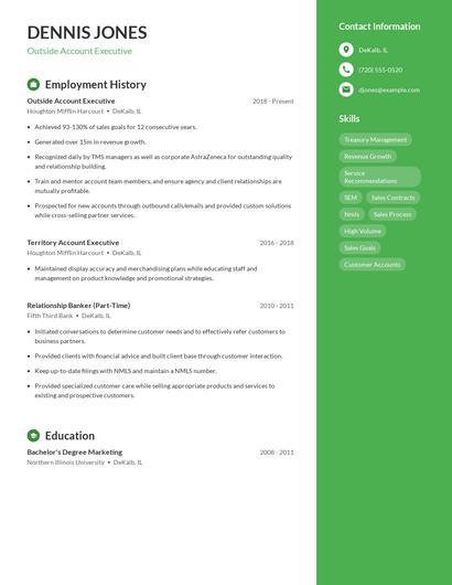 Outside Account Executive Resume