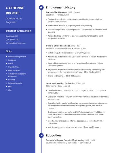 Outside Plant Engineer Resume