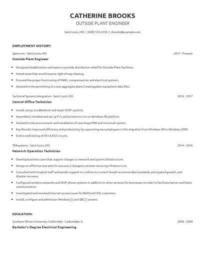 Outside Plant Engineer Resume