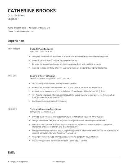 Outside Plant Engineer Resume