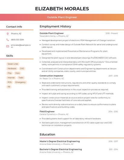 Outside Plant Engineer Resume