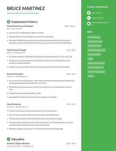 Outside Sales/Account Manager Resume