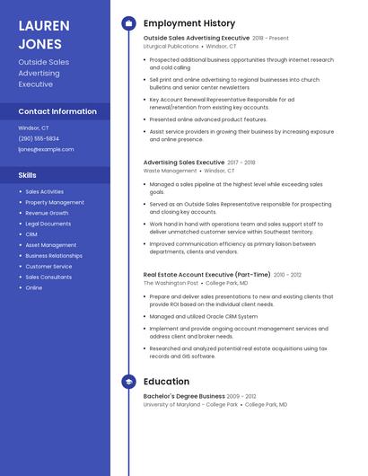 Outside Sales Advertising Executive Resume