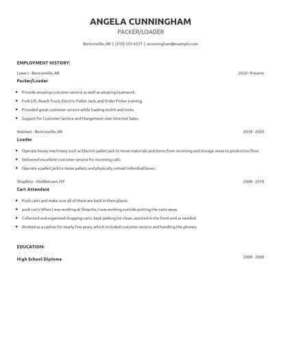 Packer/Loader Resume
