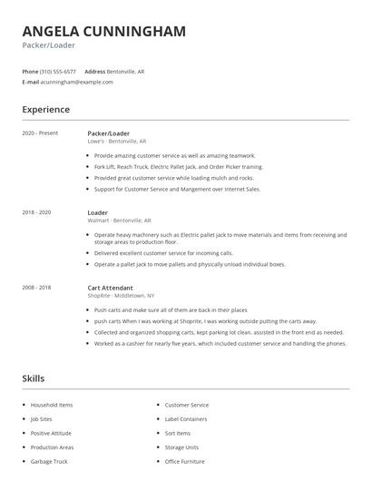 Packer/Loader Resume