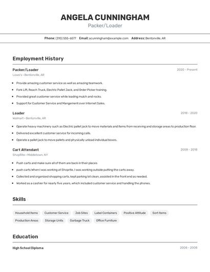 Packer/Loader Resume