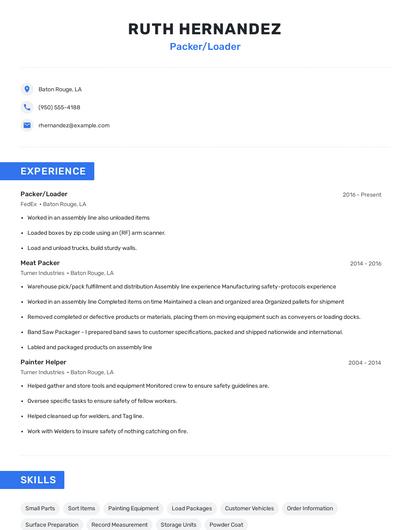 Packer/Loader Resume