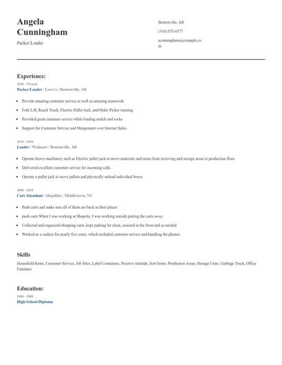Packer/Loader Resume