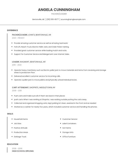 Packer/Loader Resume