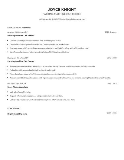 Packing Machine Can Feeder Resume