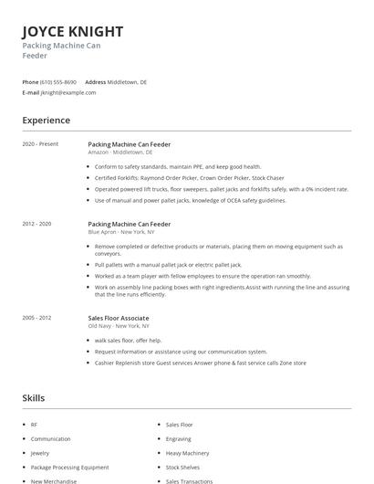 Packing Machine Can Feeder Resume