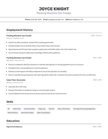 Packing Machine Can Feeder Resume