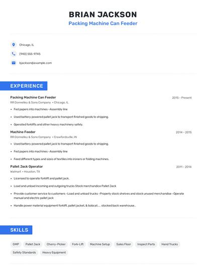 Packing Machine Can Feeder Resume