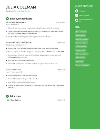 Packing Machine Can Feeder Resume