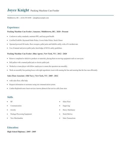 Packing Machine Can Feeder Resume