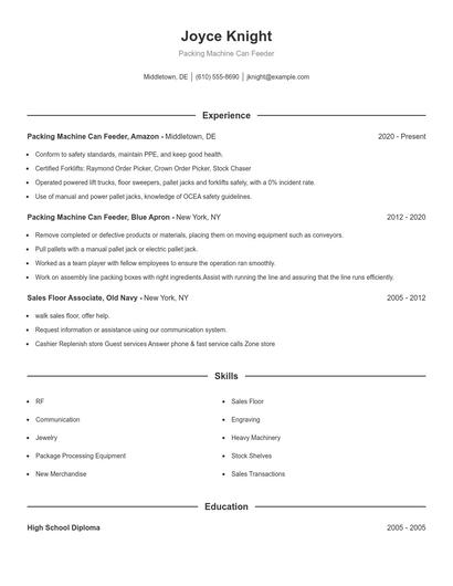 Packing Machine Can Feeder Resume