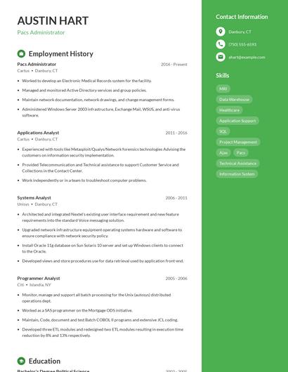 Pacs Administrator Resume