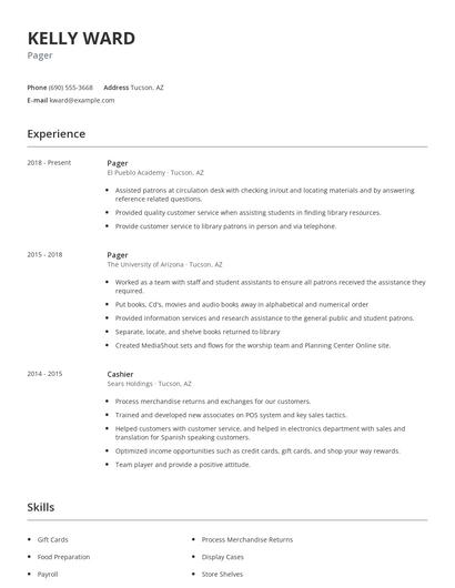 Pager Resume