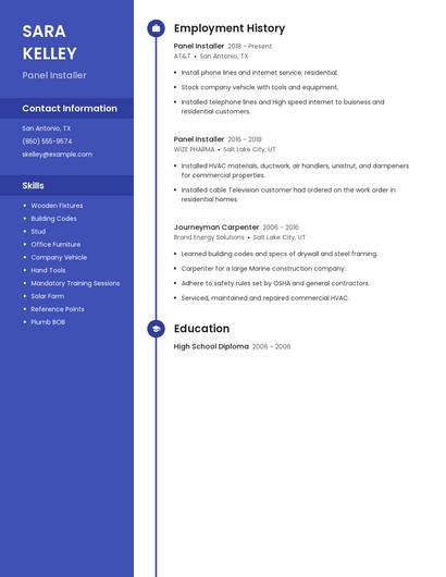 Panel Installer Resume