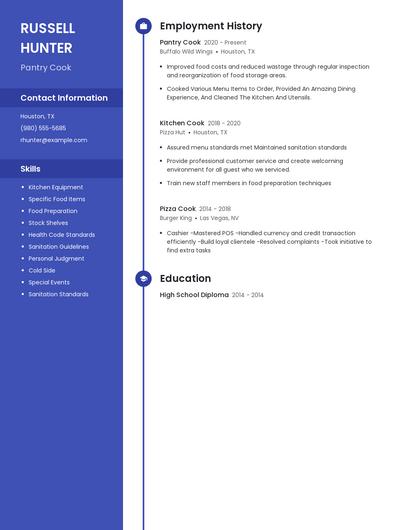 Pantry Cook Resume