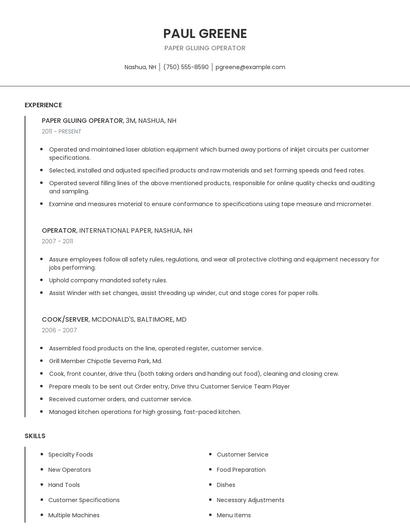 Paper Gluing Operator Resume