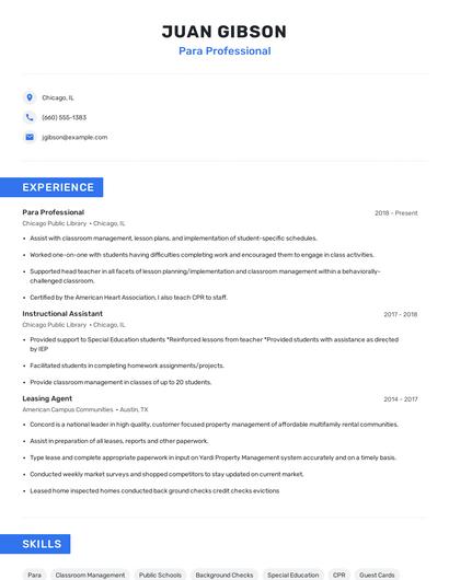 Para Professional Resume