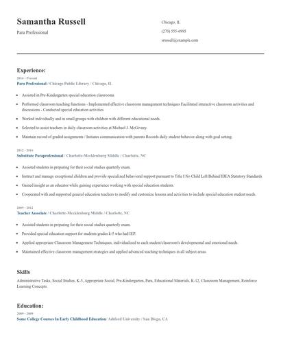 Para Professional Resume