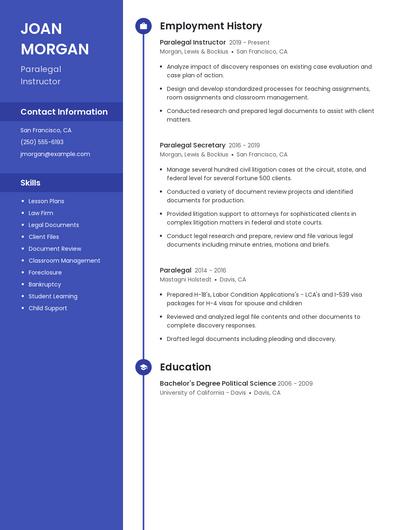 Paralegal Instructor Resume